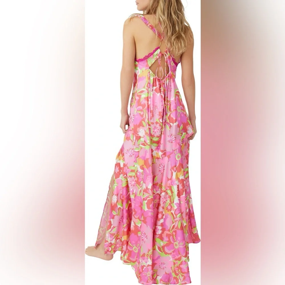 Free People All A Bloom Floral Maxi Dress NWOT Neon Pop Floral small
